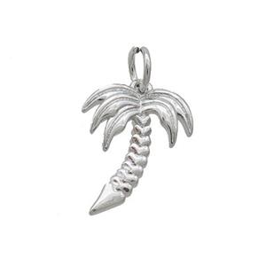 Copper Coconut Tree Pendant Platinum Plated, approx 12-16mm