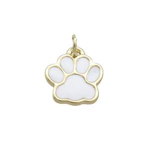 Copper Paw Pendant White Enamel Gold Plated, approx 10mm