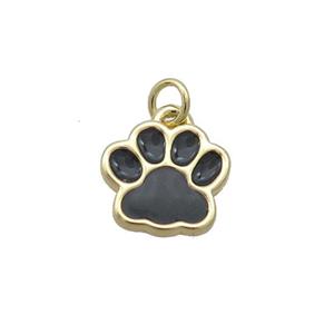 Copper Paw Pendant Black Enamel Gold Plated, approx 10mm