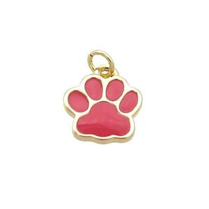 Copper Paw Pendant Red Enamel Gold Plated, approx 10mm