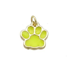Copper Paw Pendant Yellow Enamel Gold Plated, approx 10mm