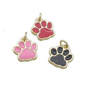 Copper Paw Pendant Enamel Gold Plated Mixed, approx 10mm