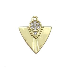 Copper Arrowhead Pendant Pave Zircon Gold Plated, approx 15mm