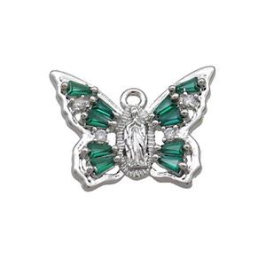 Copper Butterfly Pendant Pave Crystal Glass Platinum Plated, approx 15-20mm