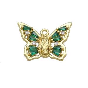 Copper Butterfly Pendant Pave Crystal Glass Gold Plated, approx 15-20mm