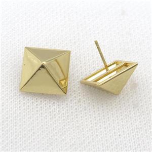 Copper Pyramid Stud Earring Gold Plated, approx 14-20mm