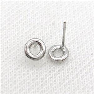 Copper Stud Earring O-Letter Platinum Plated, approx 5-7mm