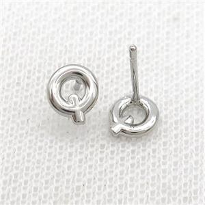 Copper Stud Earring Q-Letter Platinum Plated, approx 5-7mm