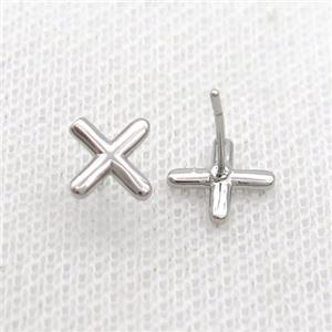 Copper Stud Earring X-Letter Platinum Plated, approx 5-7mm
