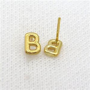 Copper Stud Earring B-Letter Gold Plated, approx 5-7mm