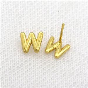 Copper Stud Earring W-Letter Gold Plated, approx 5-7mm