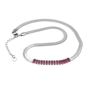 Copper Necklace Pave Red Crystal Glass Platinum Plated, approx 5mm, 38-43cm length