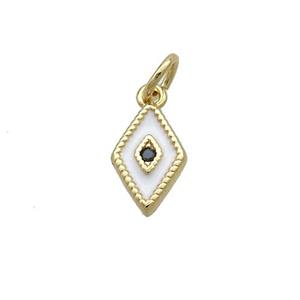 Copper Rhombic Pendant White Enamel Darts Gold Plated, approx 6.5-10mm