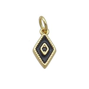 Copper Rhombic Pendant Black Enamel Darts Gold Plated, approx 6.5-10mm