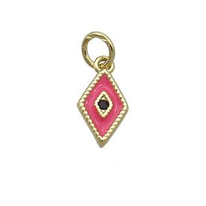 Copper Rhombic Pendant Hotpink Enamel Darts Gold Plated, approx 6.5-10mm