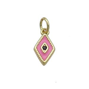 Copper Rhombic Pendant Pink Enamel Darts Gold Plated, approx 6.5-10mm