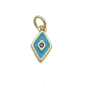 Copper Rhombic Pendant Teal Enamel Darts Gold Plated, approx 6.5-10mm