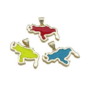 Copper Rhinoceros Pendant Enamel Gold Plated Mixed, approx 16-20mm