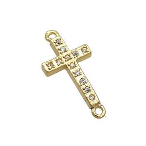 Copper Cross Connector Pave Zircon Gold Plated, approx 9-14mm