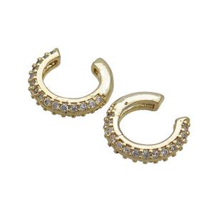 Copper Clip Earring Pave Zircon Gold Plated, approx 14mm