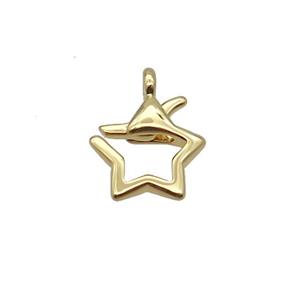 Copper Lobster Claps Star Gold Plated, approx 11.5mm