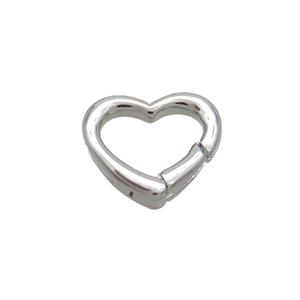 Copper Carabiner Clasp Heart Platinum Plted, approx 13.5mm