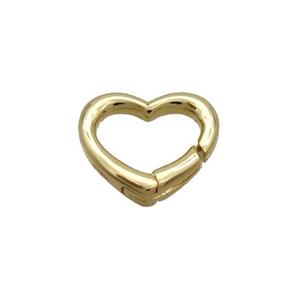 Copper Carabiner Clasp Heart Gold Plated, approx 13.5mm