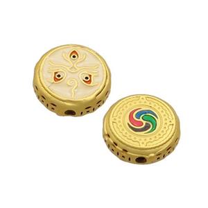 Copper Button Beads Enamel Gold Plated, approx 13mm