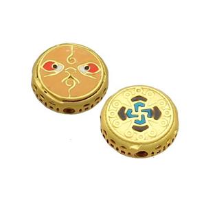Copper Button Beads Enamel Gold Plated, approx 13mm