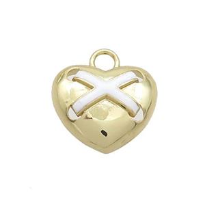 Copper Heart Pendant White Enamel Gold Plated, approx 16mm