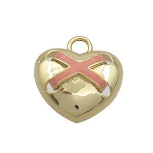 Copper Heart Pendant Pink Enamel Gold Plated, approx 16mm