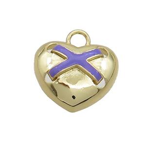 Copper Heart Pendant Lavender Enamel Gold Plated, approx 16mm