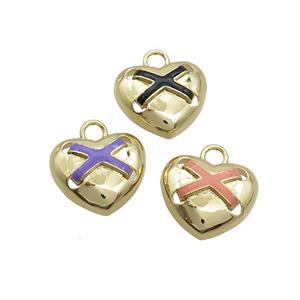 Copper Heart Pendant Enamel Gold Plated Mixed, approx 16mm