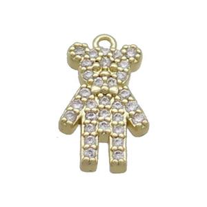 Copper Bear Pendant Pave Zircon Gold Plated, approx 9-14.5mm