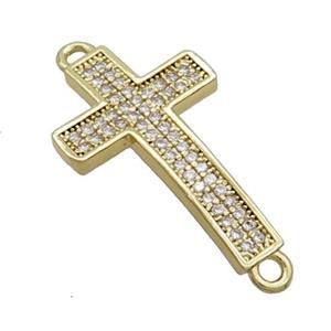 Copper Cross Connector Pave Zircon Gold Plated, approx 13-21mm