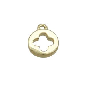 Copper Circle Pendant Cross Gold Plated, approx 5.5mm