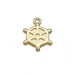 Copper Ship Helm Pendant Gold Plated, approx 7mm