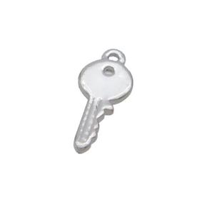 Copper Key Charm Pendant Platinum Plated, approx 4.5-10mm