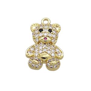 Copper Bear Pendant Pave Zircon Gold Plated, approx 11.5-16mm