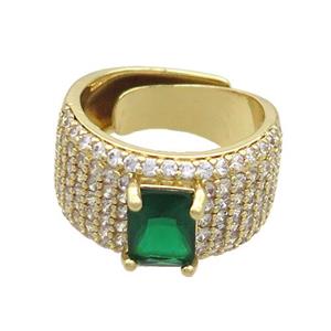 Copper Ring Pave Zircon Adjustable Gold Plated, approx 6-8mm, 13mm, 18mm dia