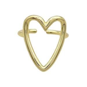Copper Ring Heart Gold Plated, approx 18-23mm, 18mm dia