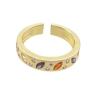 Copper Ring Pave Zircon Gold Plated, approx 4.5mm, 18mm dia