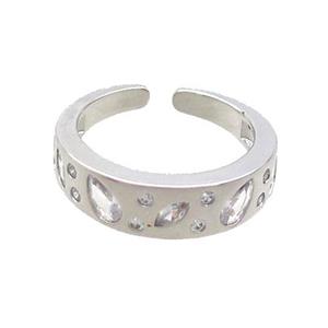 Copper Ring Pave Zircon Platinum Plated, approx 6mm, 18mm dia