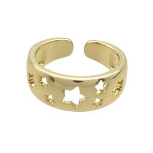 Copper Ring Star Gold Plated, approx 8mm, 18mm dia