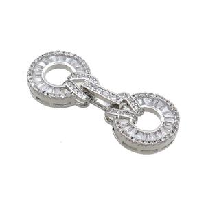 Copper Clasp Pave Zircon Platinum Plated, approx 15-38mm