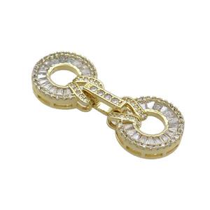 Copper Clasp Pave Zircon Gold Plated, approx 15-38mm