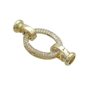 Copper Clasp Pave Zircon Gold Plated, approx 18-23mm, 8-14mm
