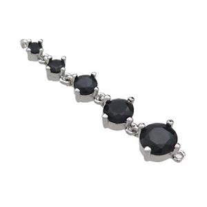Copper Stick Connector Pave Black Crystal Glass Platinum Plated, approx 2-6mm, 35mm