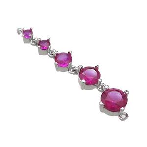 Copper Stick Connector Pave Fuchsia Crystal Glass Platinum Plated, approx 2-6mm, 35mm