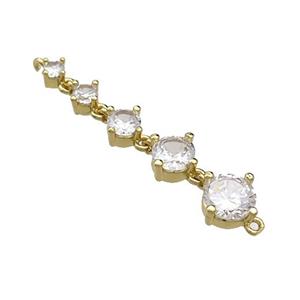 Copper Stick Connector Pave Crystal Glass Gold Plated, approx 2-6mm, 35mm